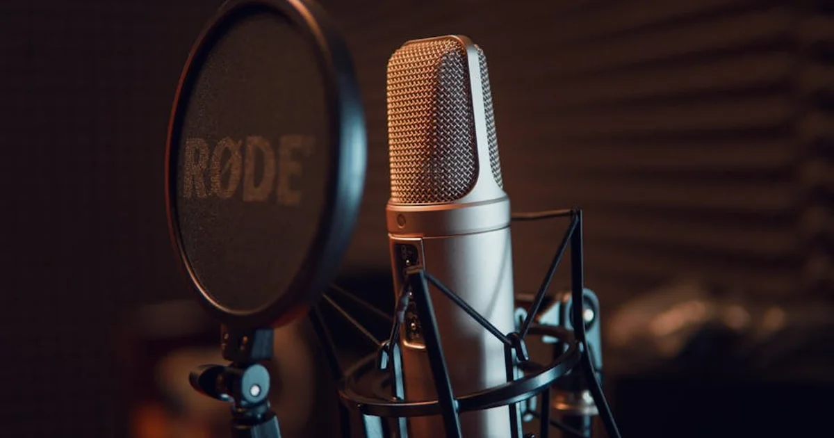 Nigerian voice actor in a professional recording studio with a microphone
